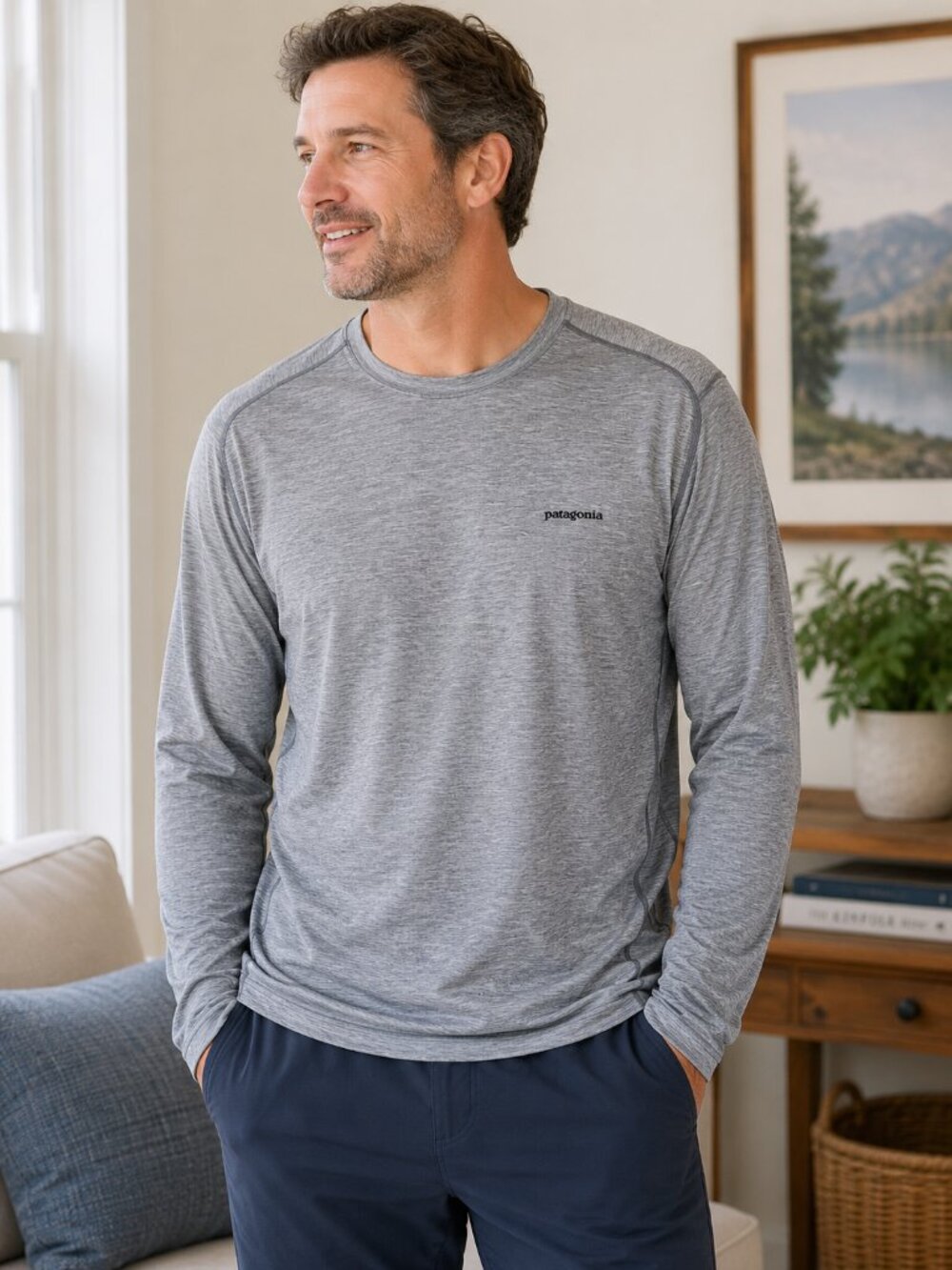 Patagonia Capilene Cool Daily Long Sleeve Performance Shirt Gray Men's M 1148